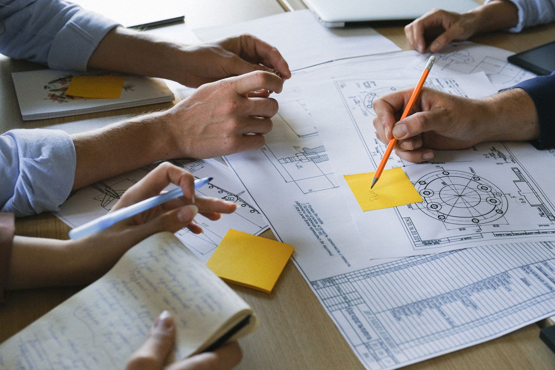 Project management team reviewing a programme